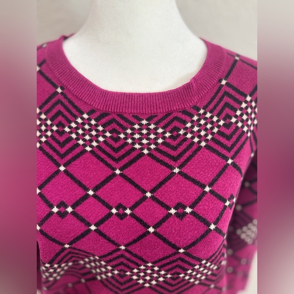 NWOT ANNE KLEIN Women's Argyle Pattern Sweater - Pink - Picture 2 of 12